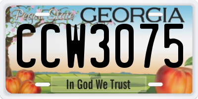GA license plate CCW3075