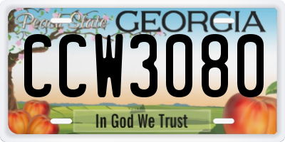 GA license plate CCW3080