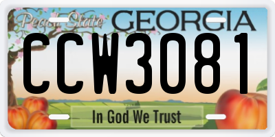 GA license plate CCW3081