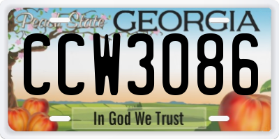 GA license plate CCW3086