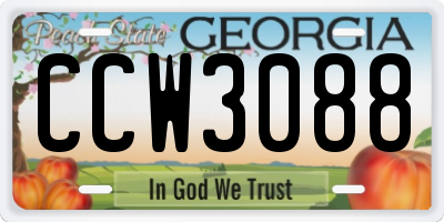 GA license plate CCW3088