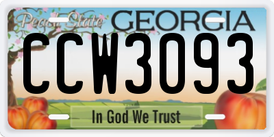 GA license plate CCW3093
