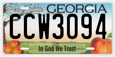 GA license plate CCW3094