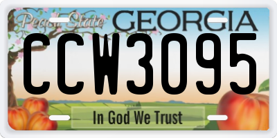 GA license plate CCW3095