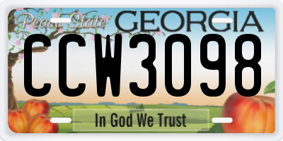 GA license plate CCW3098