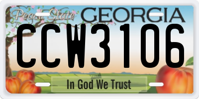 GA license plate CCW3106