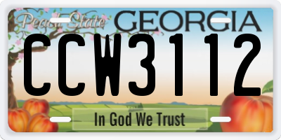 GA license plate CCW3112