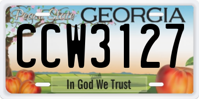 GA license plate CCW3127