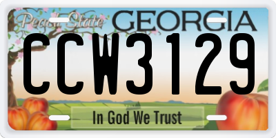 GA license plate CCW3129