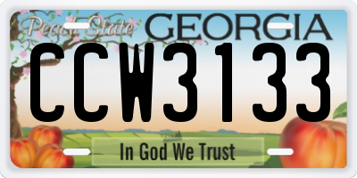 GA license plate CCW3133