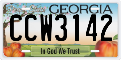 GA license plate CCW3142