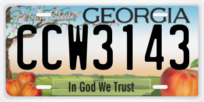 GA license plate CCW3143