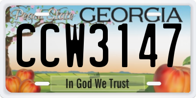 GA license plate CCW3147