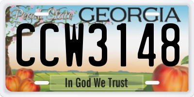 GA license plate CCW3148