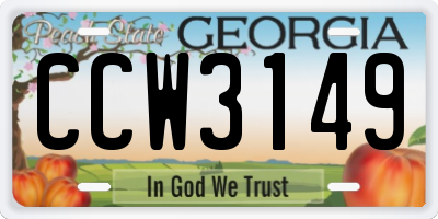 GA license plate CCW3149