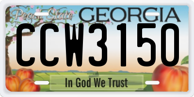 GA license plate CCW3150