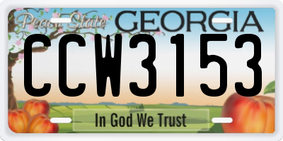 GA license plate CCW3153