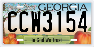 GA license plate CCW3154