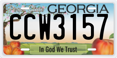GA license plate CCW3157