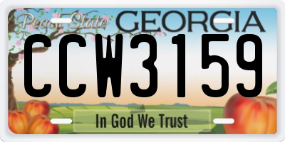 GA license plate CCW3159