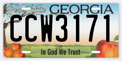 GA license plate CCW3171