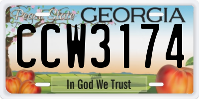 GA license plate CCW3174