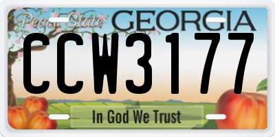 GA license plate CCW3177