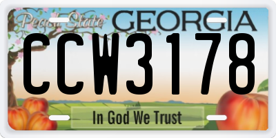 GA license plate CCW3178