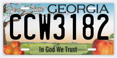 GA license plate CCW3182