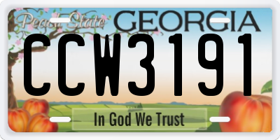 GA license plate CCW3191