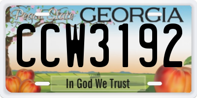 GA license plate CCW3192