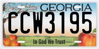 GA license plate CCW3195