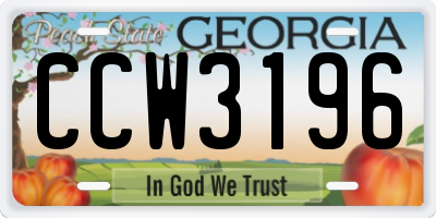 GA license plate CCW3196