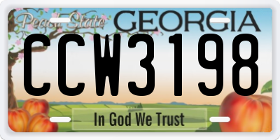 GA license plate CCW3198