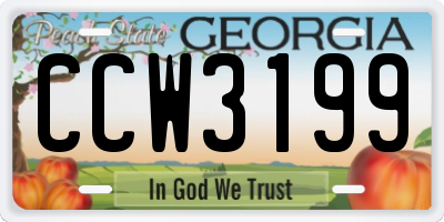 GA license plate CCW3199