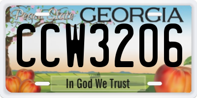 GA license plate CCW3206