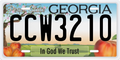 GA license plate CCW3210
