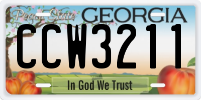 GA license plate CCW3211