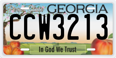GA license plate CCW3213