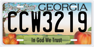 GA license plate CCW3219