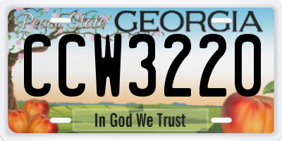 GA license plate CCW3220