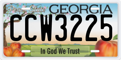 GA license plate CCW3225