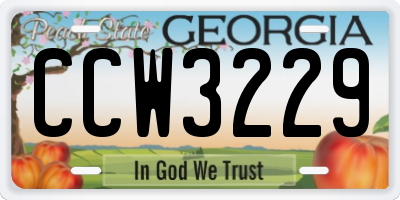 GA license plate CCW3229