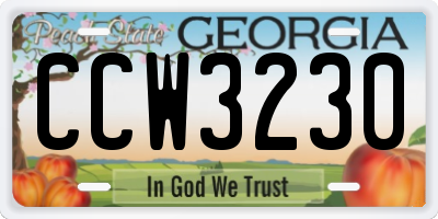GA license plate CCW3230