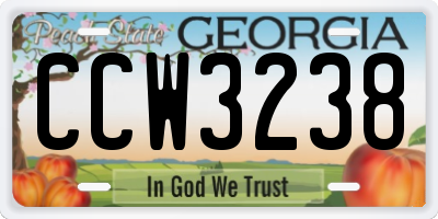 GA license plate CCW3238