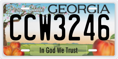 GA license plate CCW3246