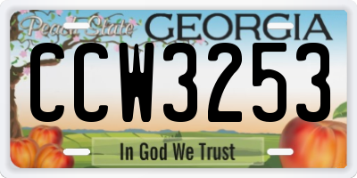 GA license plate CCW3253