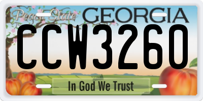 GA license plate CCW3260