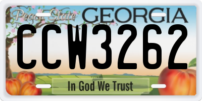 GA license plate CCW3262