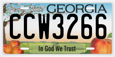 GA license plate CCW3266
